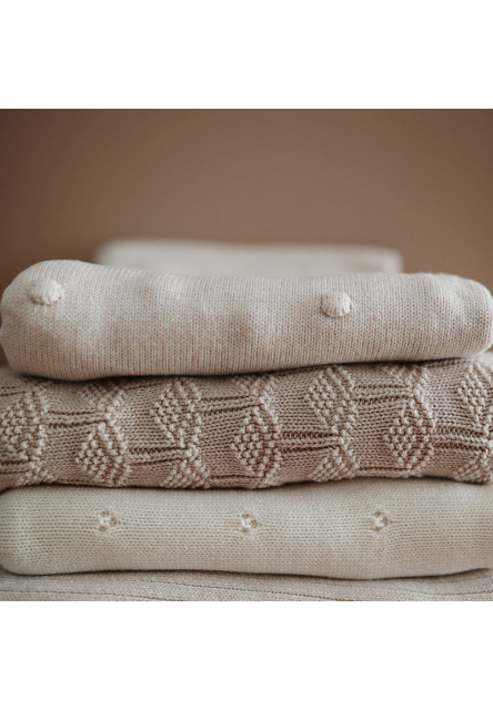 pletená detská deka z organickej bavlny (dierkovaná Ivory)