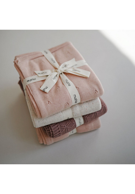 pletená detská deka z organickej bavlny (bodkovaná Off White)