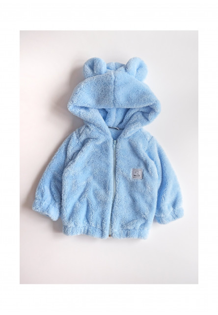 Mikina Light blue fuzzy s kapucňou I love milk