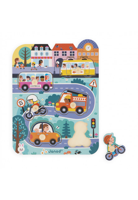 Drevené vkladacie puzzle V meste