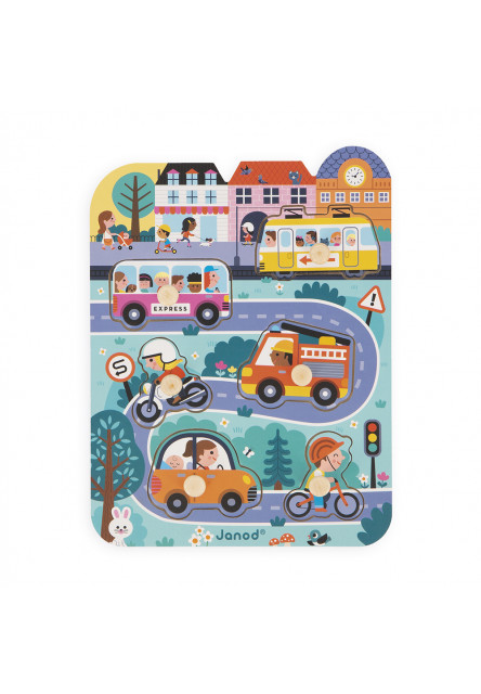 Drevené vkladacie puzzle V meste