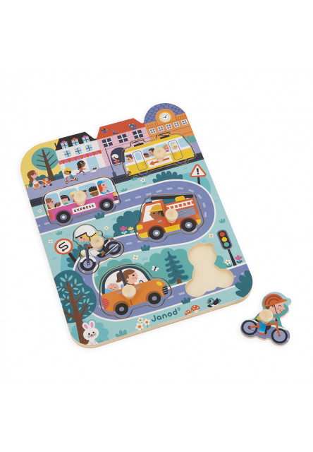 Drevené vkladacie puzzle V meste