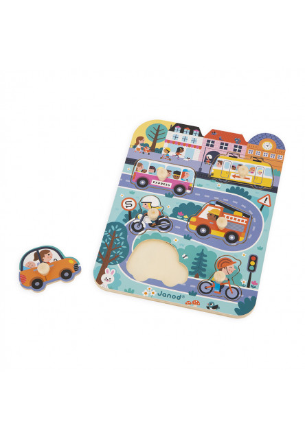 Drevené vkladacie puzzle V meste