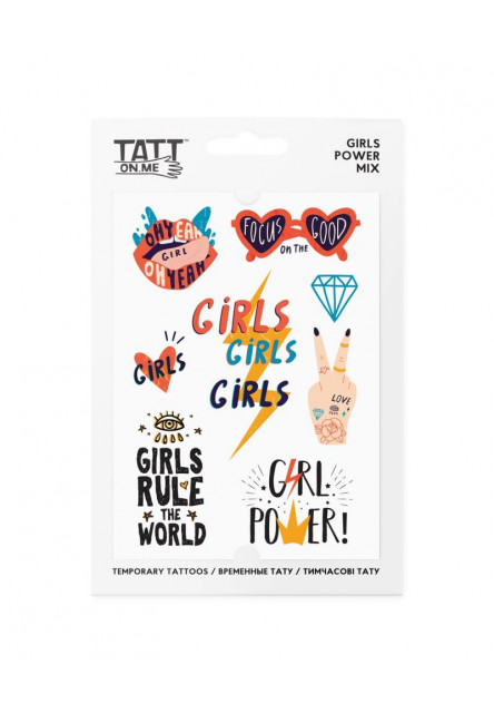 TATTonMe Vodeodolné dočasné tetovačky pre dievčatá Girls Power mix