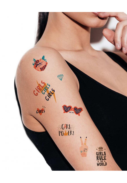 TATTonMe Vodeodolné dočasné tetovačky pre dievčatá Girls Power mix