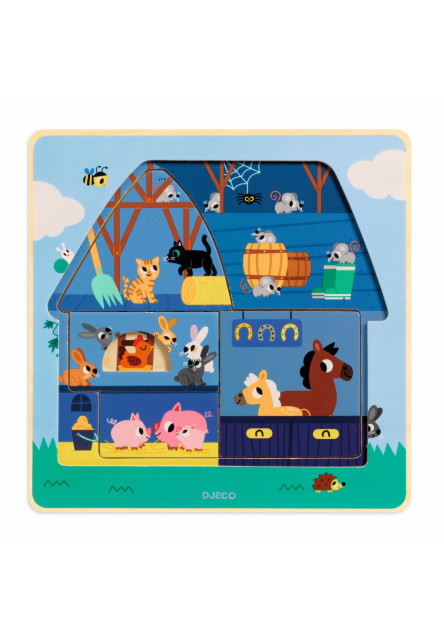 Chez Moo: Puzzle drevené trojvrstvové