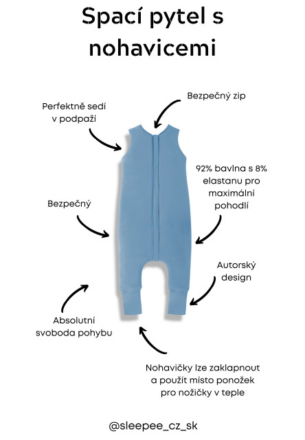 Ľahký spací vak s nohavicami Sleepee Grey M