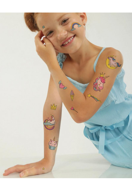 TATTonMe Vodeodolné dočasné tetovačky pre deti Jednorožce mix