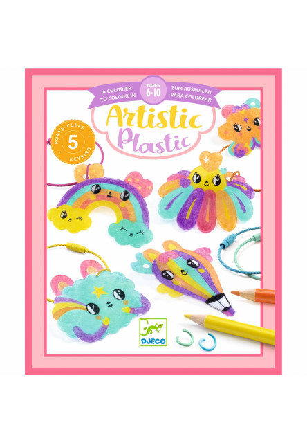 Artistic Plastic: Kawaii prívesky na kľúče z magického plastu na vyfarbovanie (5ks)