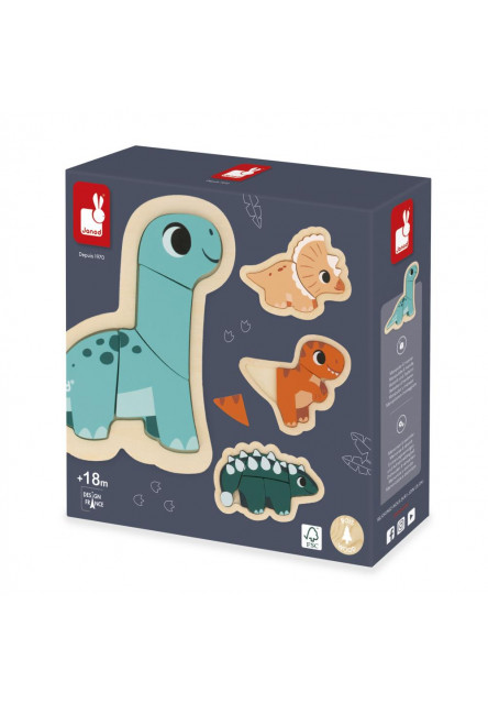 Drevené vkladacie puzzle Dinosaury 4v1 Dino