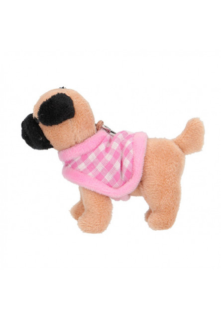 ASST Plyšový prívesok - hnedý psík, ružový oblečok