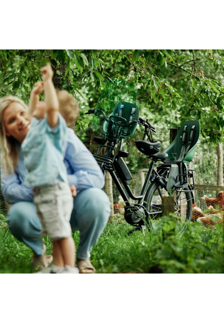 Zadná sedačka BIO na bicykel s adaptérom na nosič mosu zelená/bincho čierna