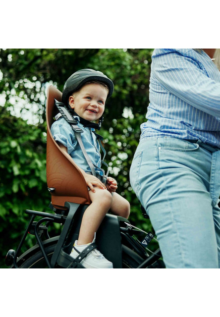 Zadná sedačka BIO na bicykel s adaptérom na nosič haniwa hnedá/bincho čierna