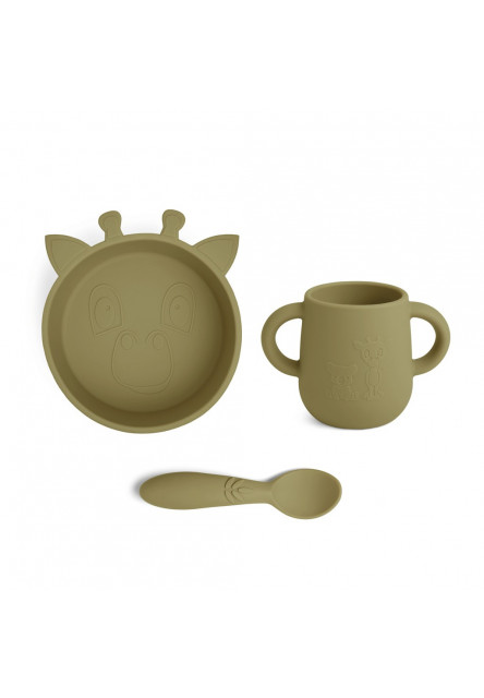 Ebba Silikónový jedálenský set Olive Green NUUROO