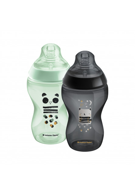 Dojčenská fľaša s obrázkami C2N, 2ks 340ml, 3m+ Tommee Tippee