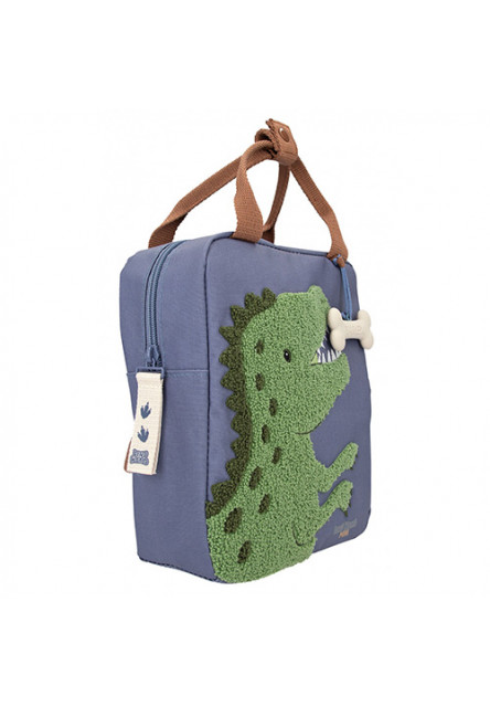 Batôžko-taška - modrá, zelený plyšový T-Rex