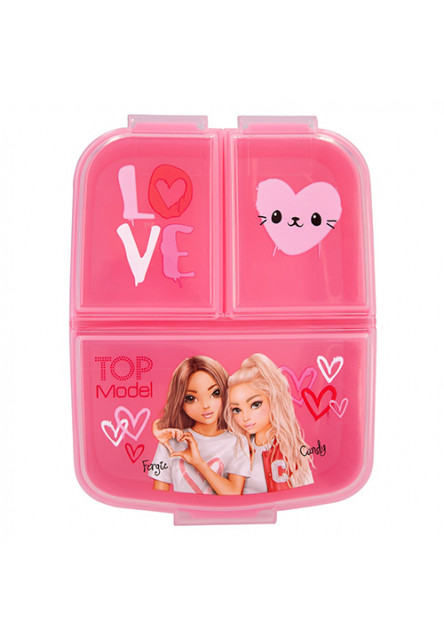 Olovrantový box, ružový, so vzorom sŕdc, Fergie + Candy, 3 oddelené priehradky