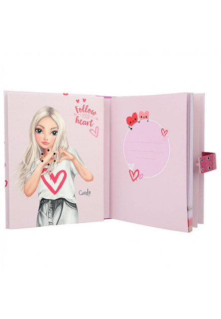 Diár na kód - ružový, so vzorom sŕdc, Fergie + Candy