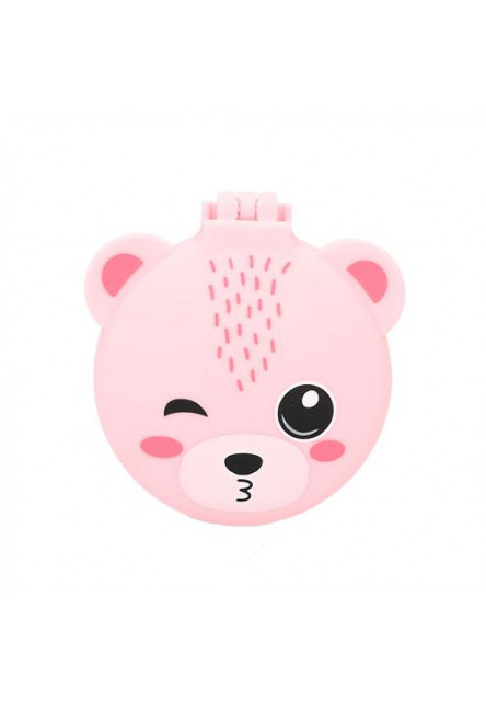 ASST | Skladacia kefa na vlasy, so zrkadielkom, ružový medveď Top Model