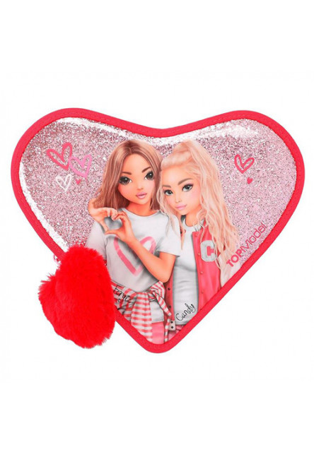 Peračník v tvare srdca, ružový so vzorom sŕdc a flitrami, Fergie + Candy Top Model