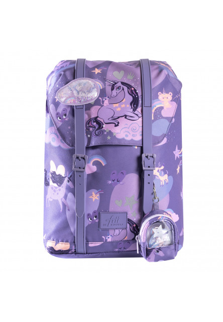 Ergonomická školská taška 22L Retro Unicorn Purple Frii of Norway