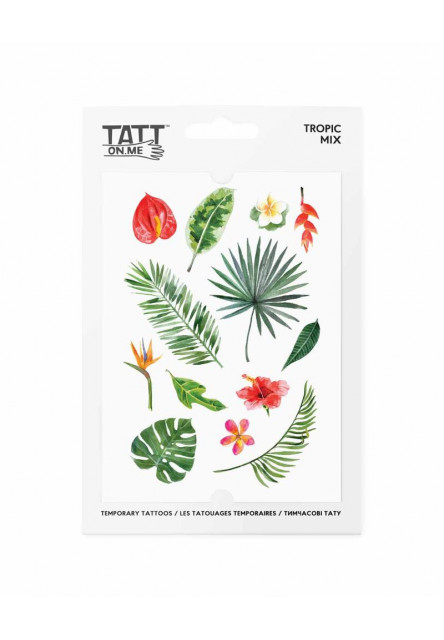 TATTonMe Vodeodolné dočasné tetovačky Tropické rastliny mix