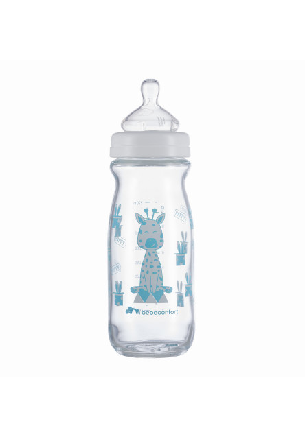 Dojčenská fľaša Emotion Glass 270ml 0-12m White Bebeconfort
