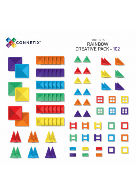 Magnetická stavebnica - Rainbow Creative Pack 102 ks