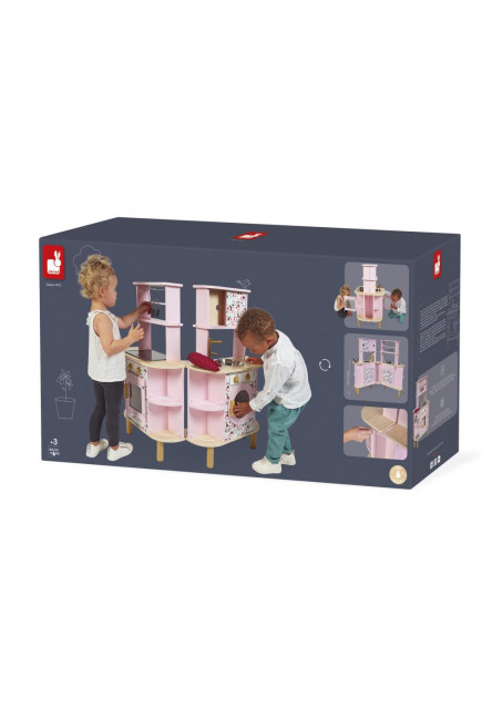 Detská drevená kuchynka Twist obojstranná s práčkou