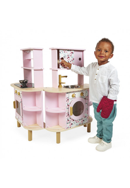 Detská drevená kuchynka Twist obojstranná s práčkou