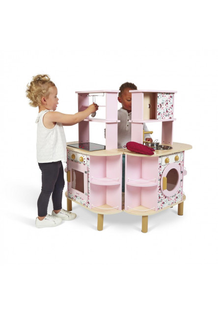 Detská drevená kuchynka Twist obojstranná s práčkou