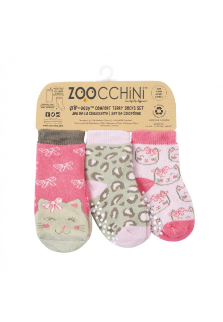 Set 3ks protišmykové ponožky Mačiatko Zoocchini