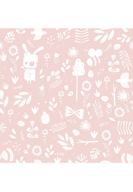 Tapeta adventure pink Little Dutch - textil