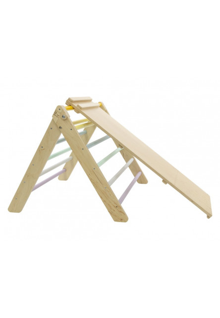 Montessori Piklerovej trojuholník light + doska 2v1 variant: natur okraje, modré priečky