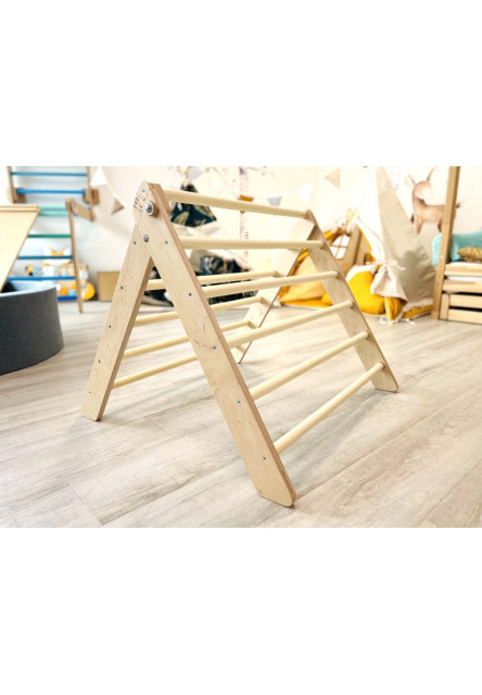 Montessori Piklerovej trojuholník light + doska 2v1 variant: natur okraje, modré priečky