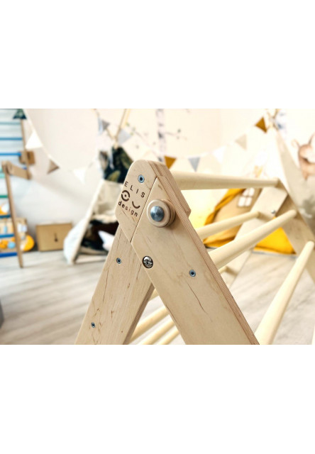 Montessori Piklerovej trojuholník light + doska 2v1 variant: natur okraje, modré priečky