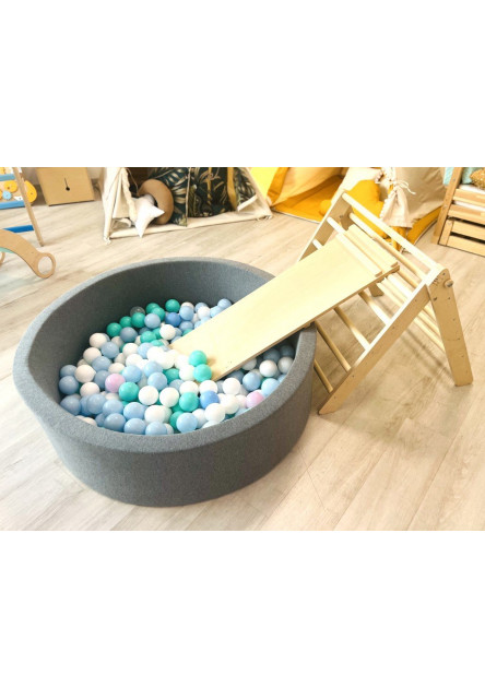 Montessori Piklerovej trojuholník light + doska 2v1 variant: natur okraje, modré priečky