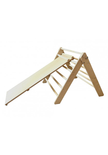 Montessori Piklerovej trojuholník light + doska 2v1 variant: natur okraje, modré priečky