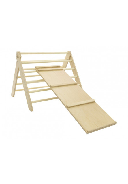 Montessori Piklerovej trojuholník light + doska 2v1 variant: natur okraje, modré priečky