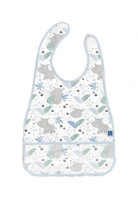 Podbradník plastový s vreckom Savanna Pattern Blue KikkaBoo