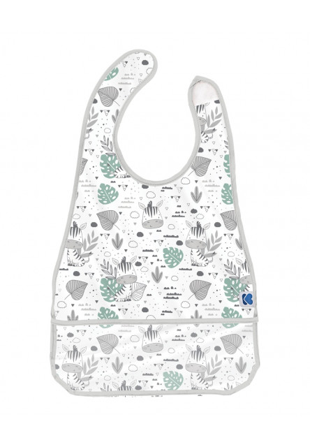 Podbradník plastový s vreckom Savanna Pattern Grey KikkaBoo