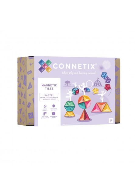 Magnetická stavebnica - Pastel Shape Expansion Pack 48 ks
