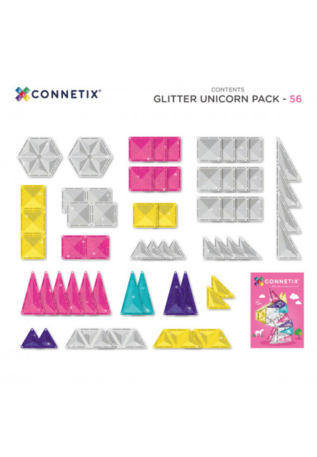 Magnetická stavebnica - Glitter Unicorn Pack 56 ks