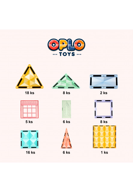 Magnetická stavebnica Oplo Toys - Starshine 70 KS 