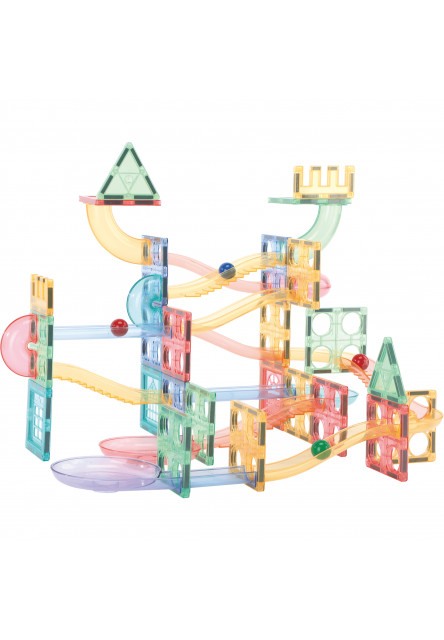 Magnetická stavebnica Oplo Toys - Guľôčková dráha Macaron 108 KS