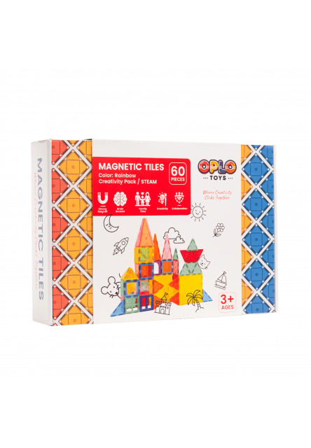 Magnetická stavebnica Oplo Toys - Rainbow 60 KS 
