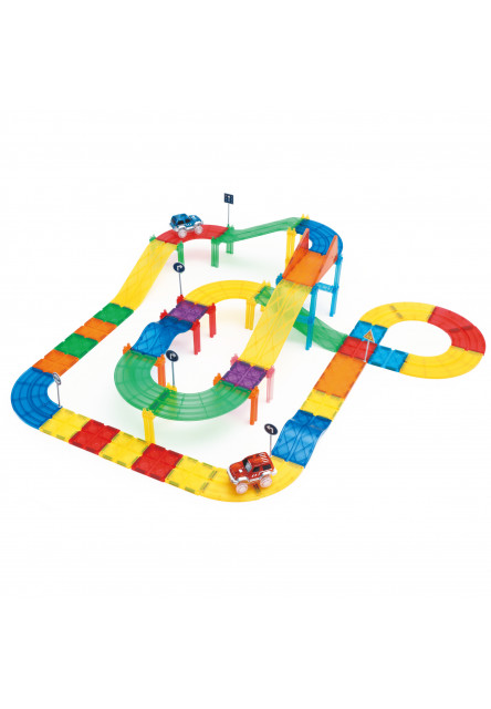 Magnetická závodná dráha Oplo Toys - Rainbow 100 KS