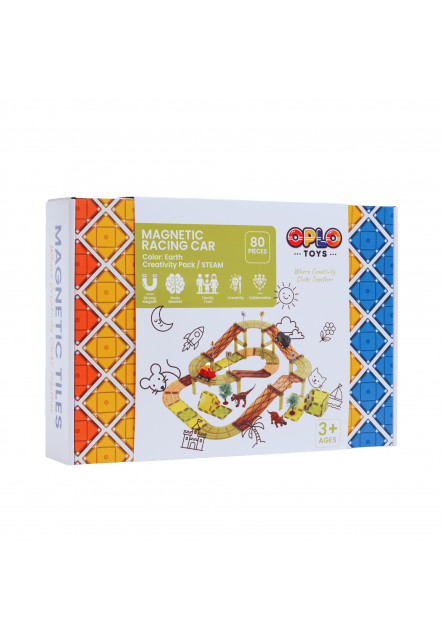 Magnetická závodná dráha Oplo Toys - DINO 80 KS 