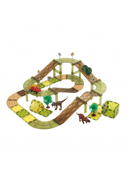 Magnetická závodná dráha Oplo Toys - DINO 80 KS 