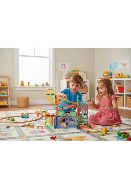 Magnetická stavebnica - Guľôčková dráha Macaron 108 KS